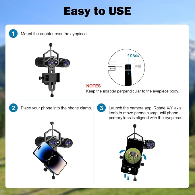 VANKEY 2-Axis Phone Scope Mount, Universal Spotting Scope Phone Adapter - Image 6
