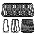 Black Carabiner, Heavy Duty Galvanized Steel Spring Snap Hook Carabiner Clips by High-PQ