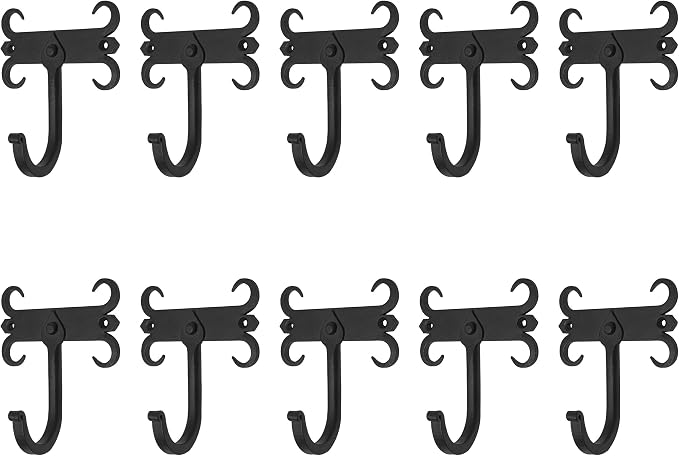 Mystic Colonial Rustic Cast Iron Wall Hooks, Heavy Duty Retro Utility Hooks - Image 9