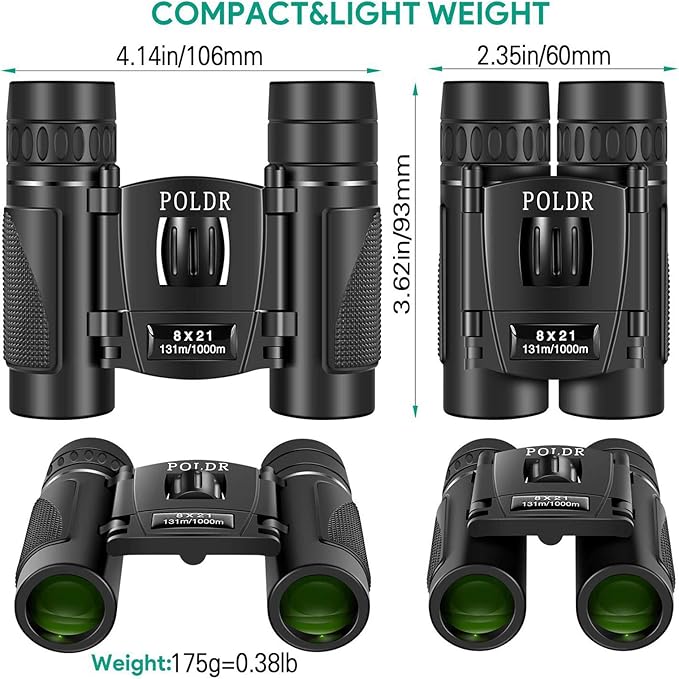 POLDR 8x21 Small Compact Lightweight Binoculars - Image 2