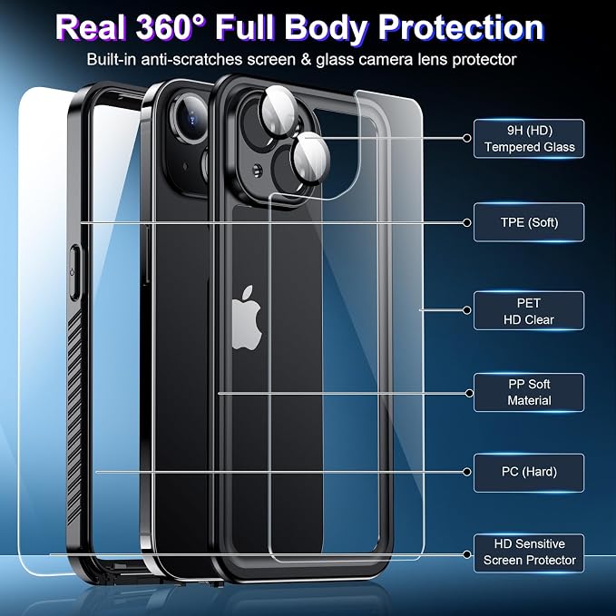 2025 New Designed for iPhone 15 Case Waterproof, Full Phone Case 6.1" - Image 5
