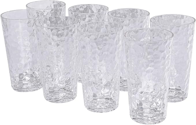 BPA-Free Plastic Tumblers 8 Pack | Reusable Dishwasher Safe | Stackable by AKMQYM
