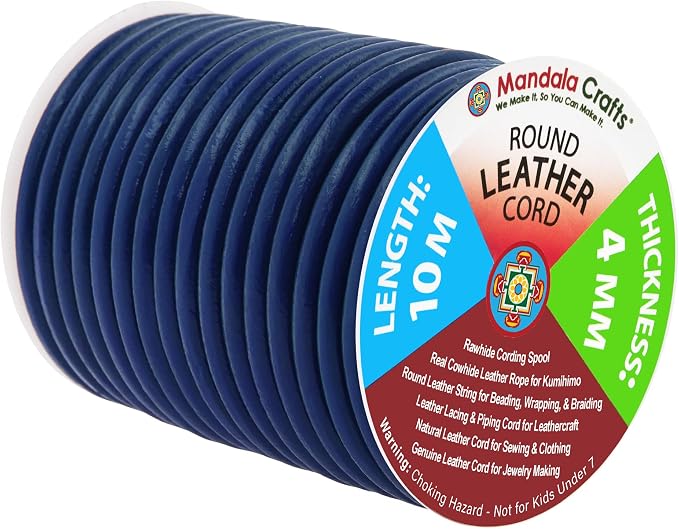 Mandala Crafts Round Genuine Navy Blue Leather Cord by MandalaCrafts