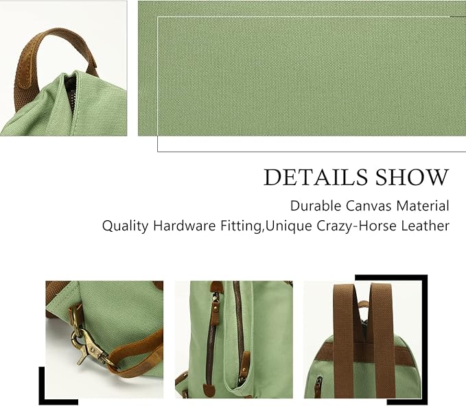KL928 Canvas Vintage Backpack – Large Casual Daypack Outdoor Travel Rucksack - Image 3