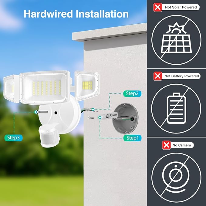 iMaihom 50W Motion Sensor Outdoor Lights, 5000LM Hardwired Motion Sensor Flood - Image 2