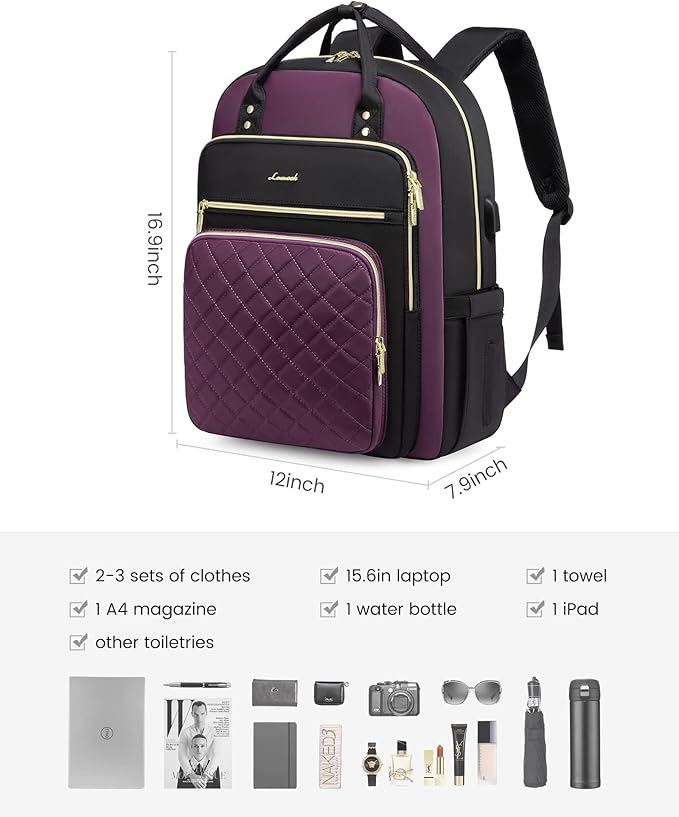 LOVEVOOK Laptop Backpack Purse for Women, 15.6" Laptop Bag for Travel - Image 3
