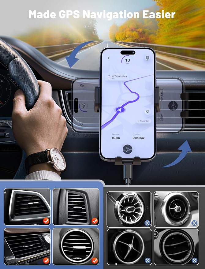 Wireless Car Charger, MOKPR Auto-Clamping Car Mount 15W/10W/7.5W Fast Charging - Image 4