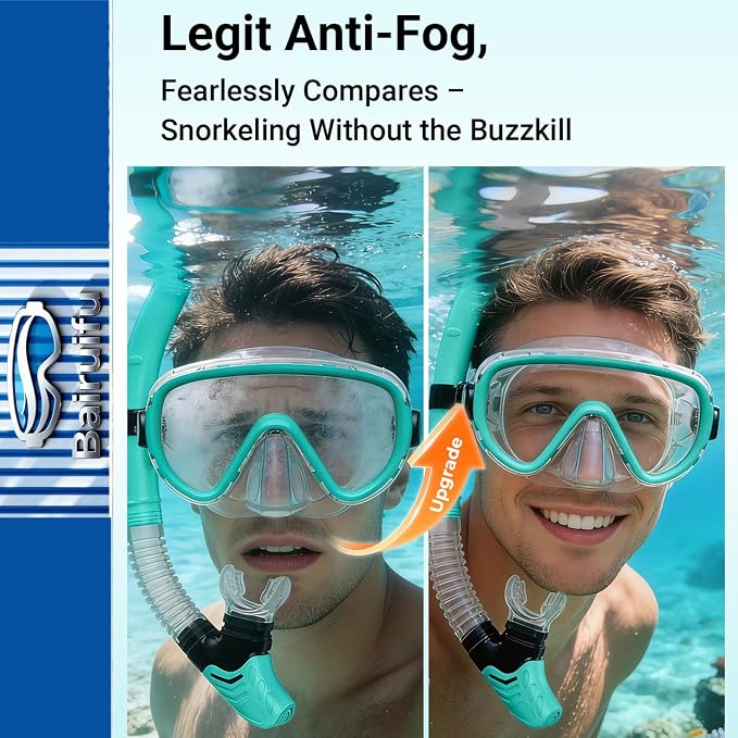 Bairuifu 2-Pack Snorkel Gear for Adults | Enhanced Anti-Fog & Anti-Leak - Image 2