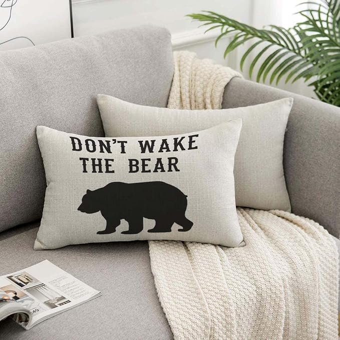 TKS MITLAN Don't Wake The Bear Decorative Pillow Covers Cool Animal Bear Black - Image 7