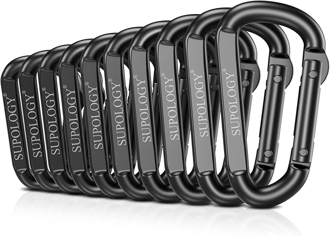 Carabiner Clips, 900 LBS 2.5" Iron Heavy Duty Caribeaners by SUPOLOGY