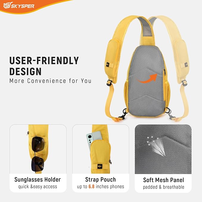 SKYSPER Sling Bag RFID Cross Body Bag Recycled Crossbody Backpack Travel Daypack - Image 6