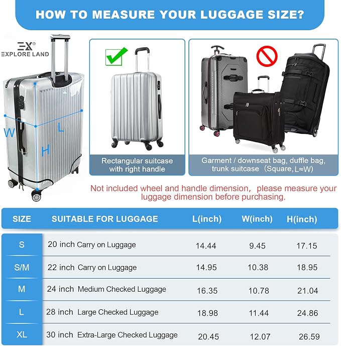 Explore Land Clear Luggage Cover Tough Protector Fits - Image 2