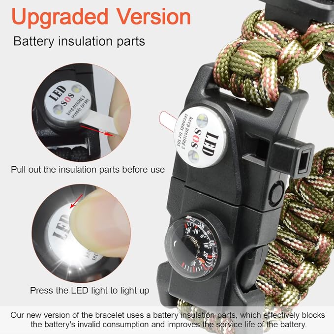 20 in 1 Survival Paracord Bracelet Adjustable Gear Kit - Image 6