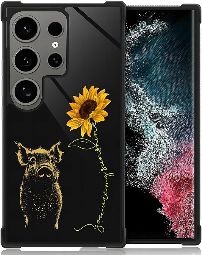 for Samsung Galaxy S24 Ultra Case, Pig Sunflower Yellow Sunshine Pattern by FKBRCL4U