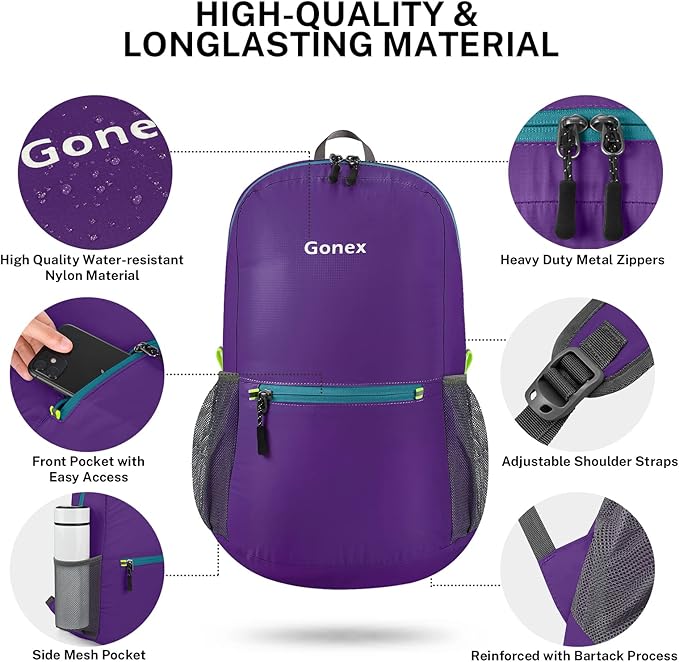 Gonex Ultra Lightweight Packable Backpack 20L Daypack Handy Foldable Camping - Image 5