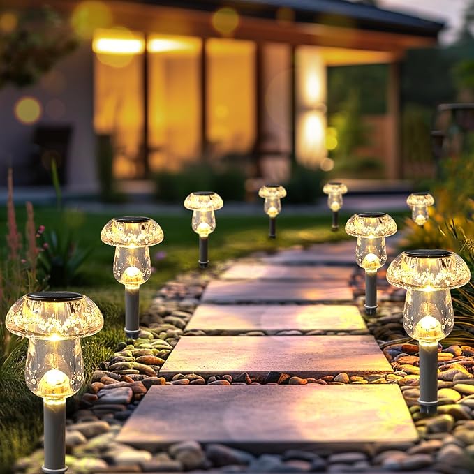 Benany Solar Lights Outdoor, 8 Pack Mushroom Lights Outside Waterproof - Image 6