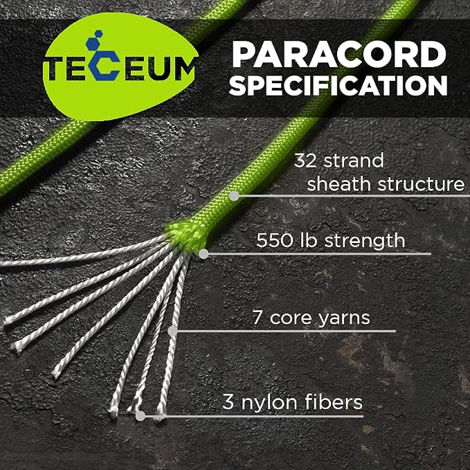 TECEUM 5/32" Paracord Rope 1000 – 1000ft / 200ft / 100ft / 50ft – Tactical - Image 2