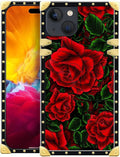 Compatible with iPhone 15 Case, Vector Red Rose Green Leaf Luxury Golden by Unknown