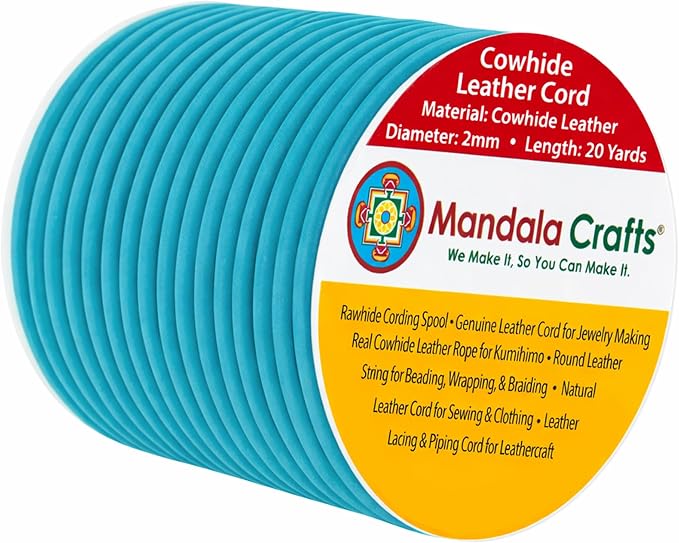Mandala Crafts Round Genuine Turquoise Leather Cord by MandalaCrafts