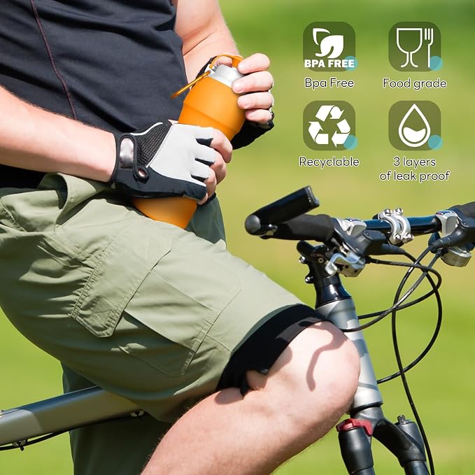 Collapsible Lightweight 20oz Water Bottle, Food-Grade Silicone BPA Free - Image 2
