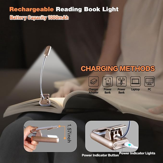 VAVOFO Rechargeable Book Light for Reading in Bed Kids, 7 LED Reading Light - Image 4