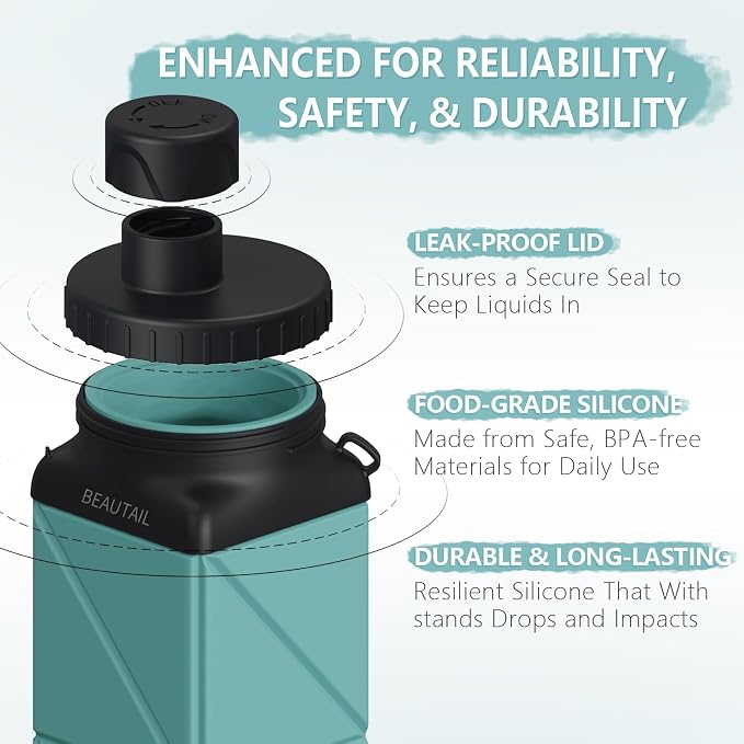 BEAUTAIL Collapsible Water Bottles, Silicone Foldable Water Bottle 610ml - Image 3