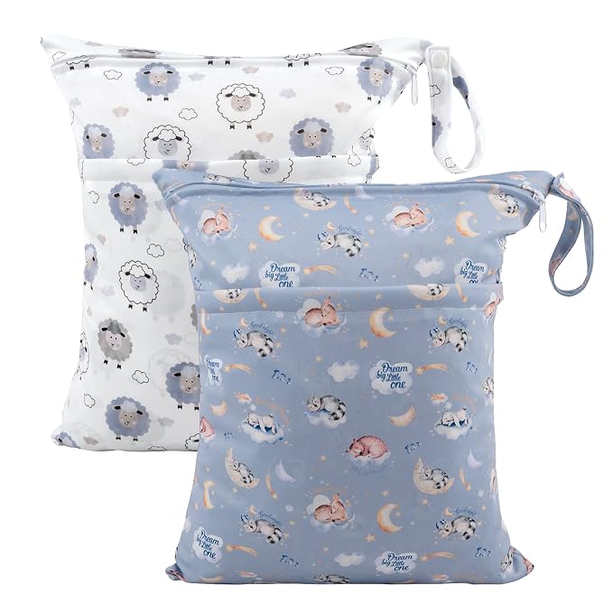 ALVA ALVABABY 2pcs Cloth Diaper Wet Dry Bags Waterproof Reusable by ALVABABY