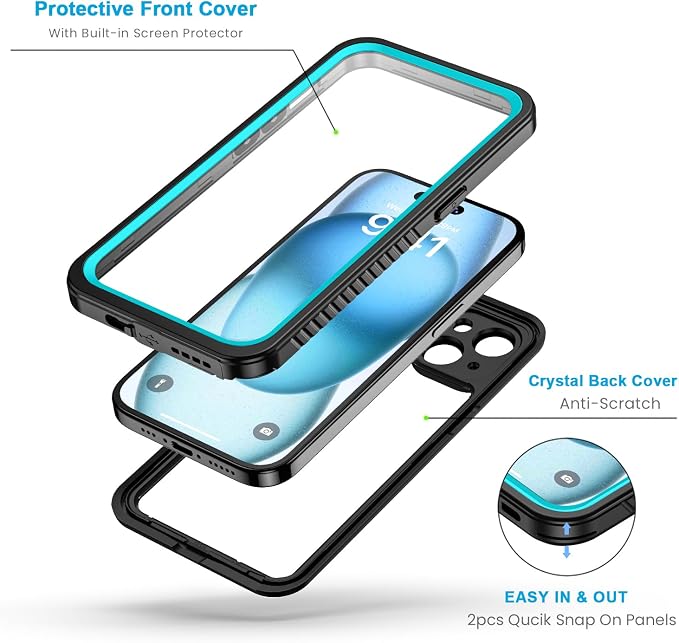 Lanhiem for iPhone 15 Case, IP68 Waterproof Dustproof Shockproof Cases - Image 3