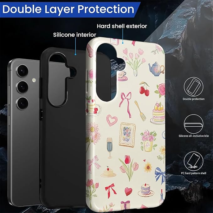 for Samsung Galaxy S25 Plus Case, HL2 Aesthetic Bow Preppy Collage Hybrid 2 - Image 2