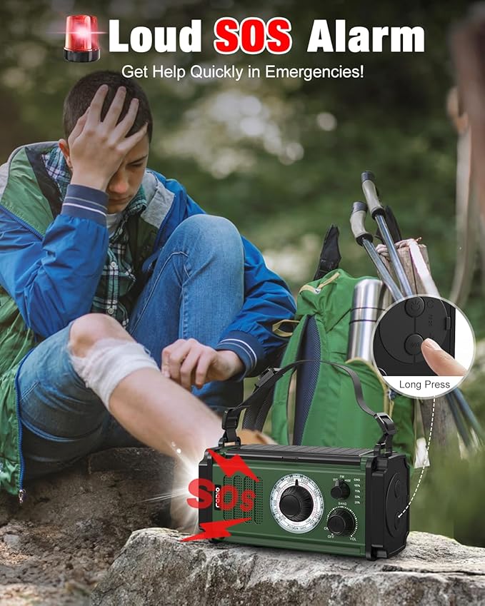 10000mAh/37000mWh Emergency Radio, Solar Radio, Hand Crank Radio, NOAA AM FM - Image 6