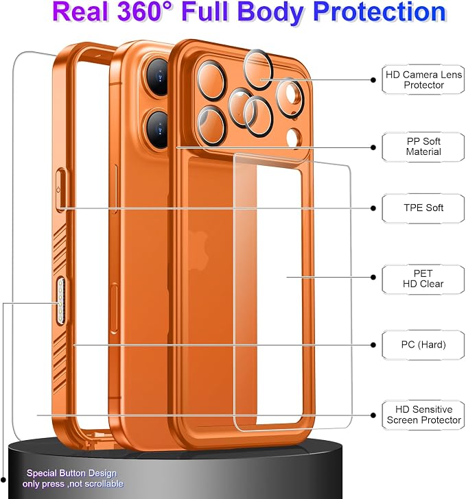 Temdan Compatible with iPhone 17 Pro Max Case, Waterproof Built-in Screen & - Image 4