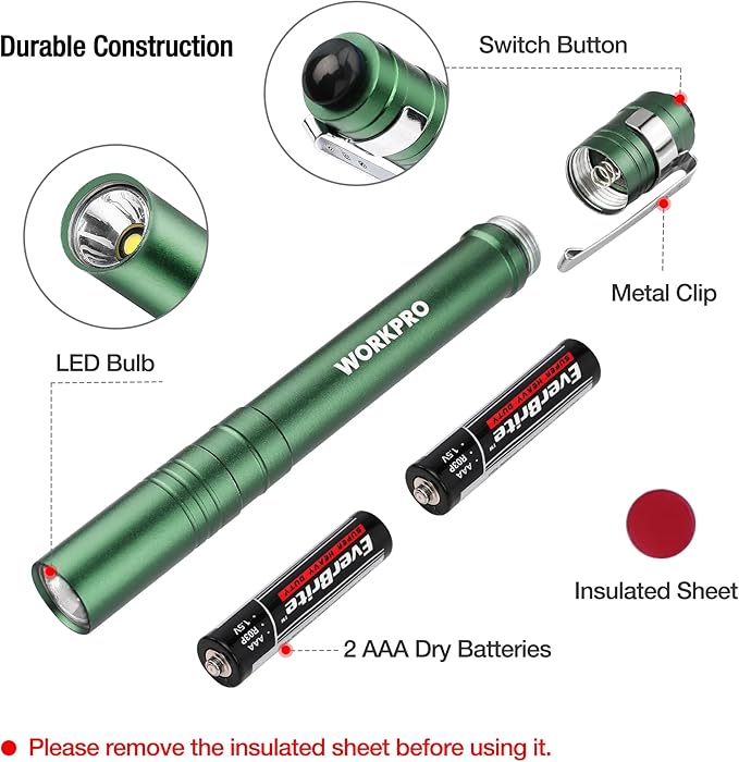 WORKPRO LED Pen Light, Aluminum Pen Flashlights, Pocket Flashlight - Image 6
