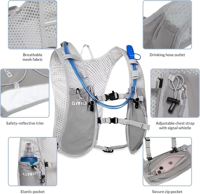 GRIO Hydration Running Vest for Women Men, Water Backpack for Hiking, - Image 4