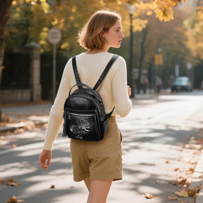 Mini Backpack Purse for Women, Embossed Leather Small Backpack Fashion Travel - Image 2
