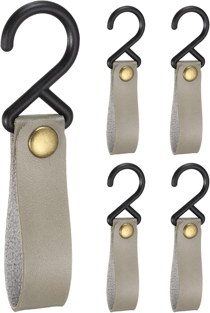 uxcell 5pcs PU Leather Hooks, Leather Straps by uxcell