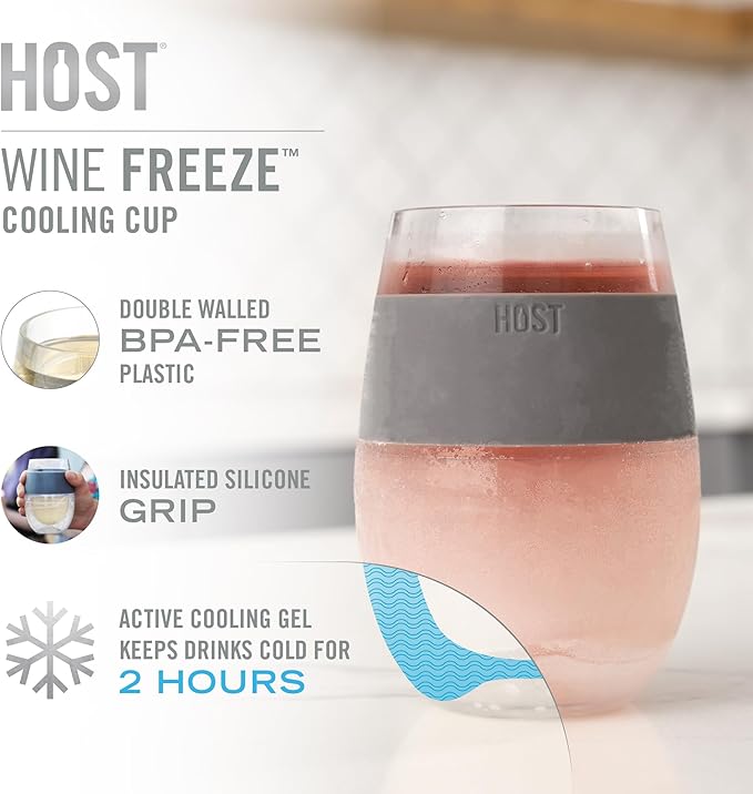 HOST Wine Freeze Cooling Cup, Plastic Double Wall Insulated Freezable Drink - Image 2