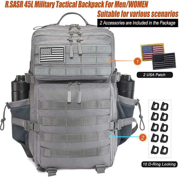 45L Tactical Backpack for Men Women, Military Assault Pack - Image 2