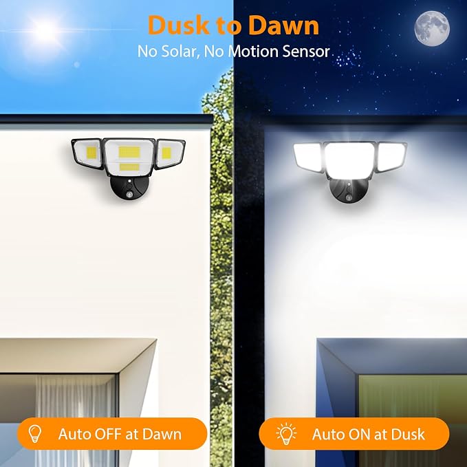 Abovizo 90W Flood Lights Outdoor, 10000LM Dusk to Dawn Outdoor Lighting - Image 4