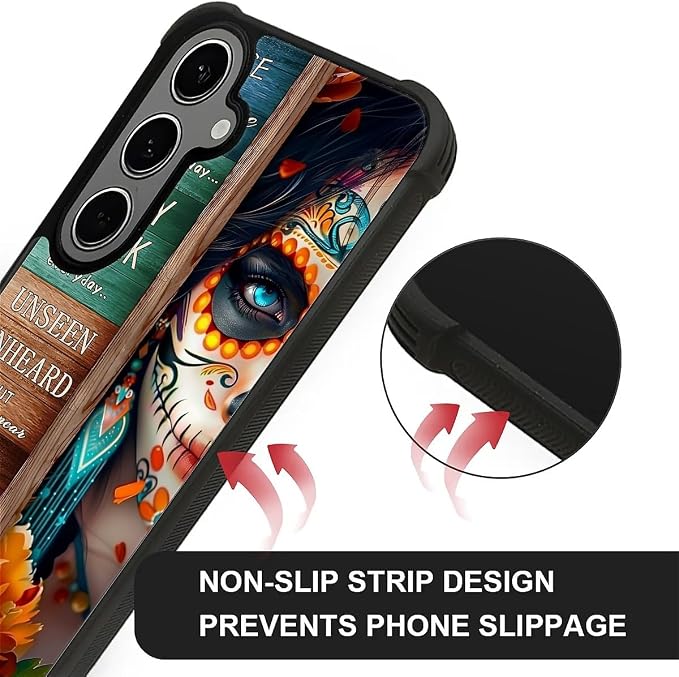for Samsung Galaxy S24 S25 Plus Case, Sugar Skull Day of Death Halloween - Image 4