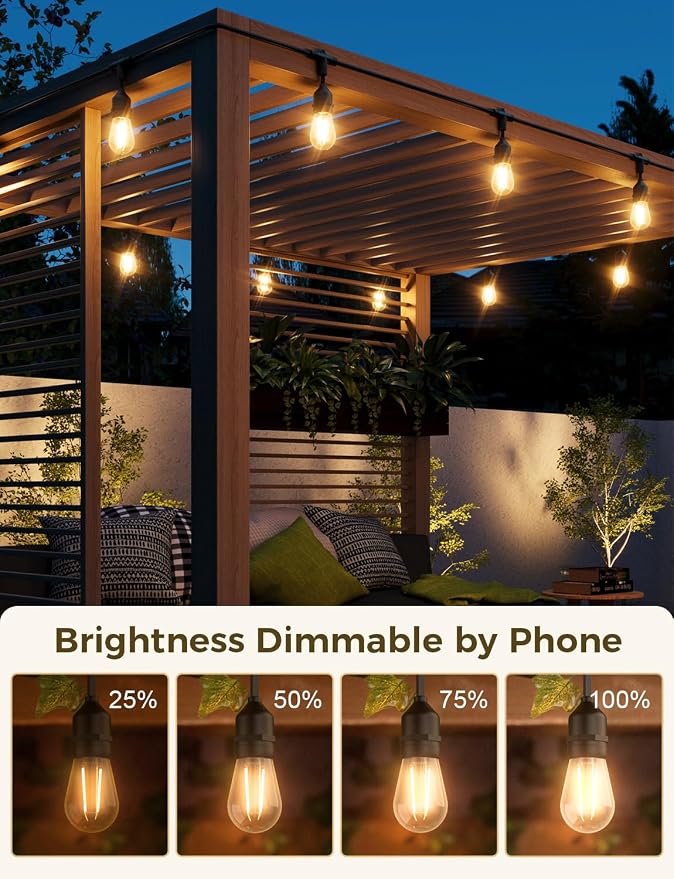 XMCOSY+ Smart Outdoor String Lights, 98Ft LED Patio Lights Waterproof IP65 - Image 4
