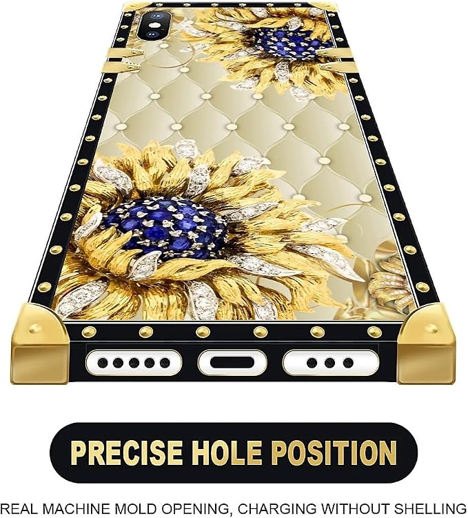 Compatible with iPhone Xs Max Case, Sunflower Diamonds Leather Luxury Golden - Image 5