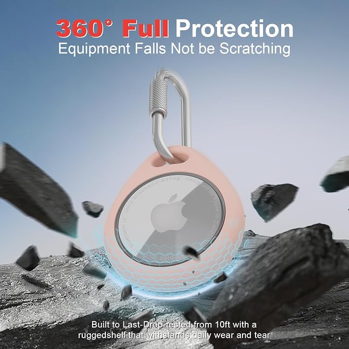 AirTag Holder with 304 Carabiner, 4 Pack IPX8 Waterproof Shockproof PC Hard Case - Image 4