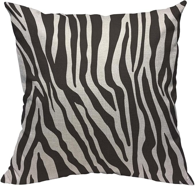 TKS MITLAN Zebra Print Pillow Covers 18 x 18 Inch Black White Leopard Line by TKS+MITLAN
