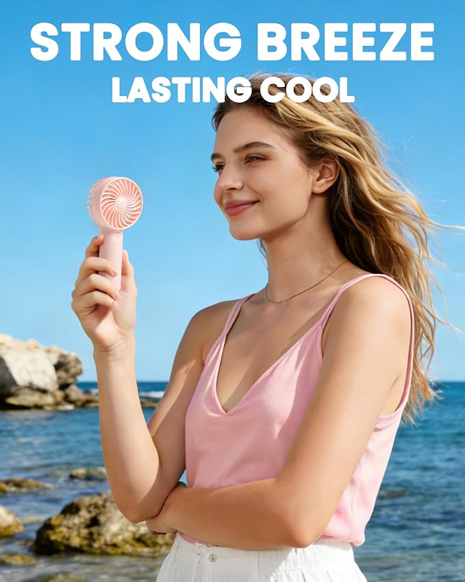 6 Pcs Mini Handheld Fan Bulk, 3 Speed Portable Personal USB Rechargeable Fan - Image 5