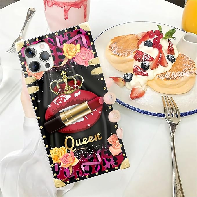 Compatible with iPhone 12 Pro Max Case, Queen Lip Crown Leopard Print Luxury - Image 5