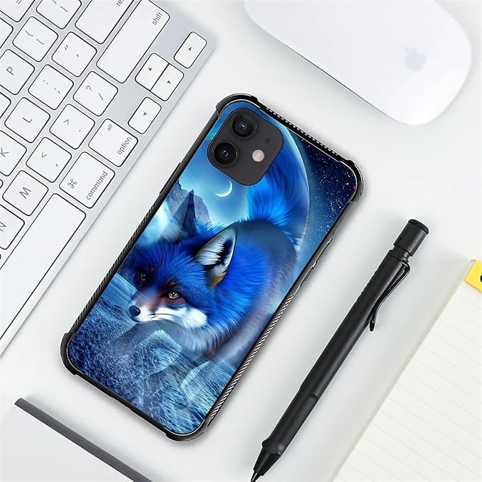 for iPhone 12/12 Pro Case, Snowy Mountain Fox Lake Pattern Graphic Design Girl - Image 2