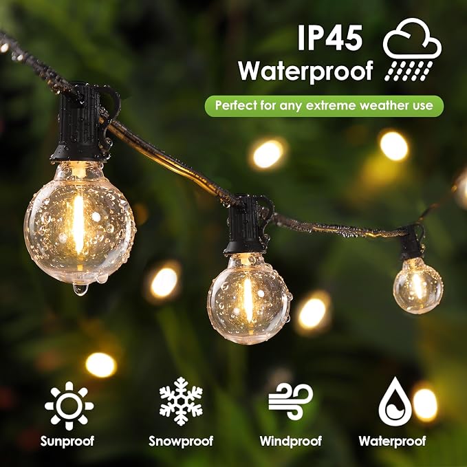 Mlambert 100Ft LED Outdoor String Lights, Dimmable Patio Lights, Waterproof - Image 3
