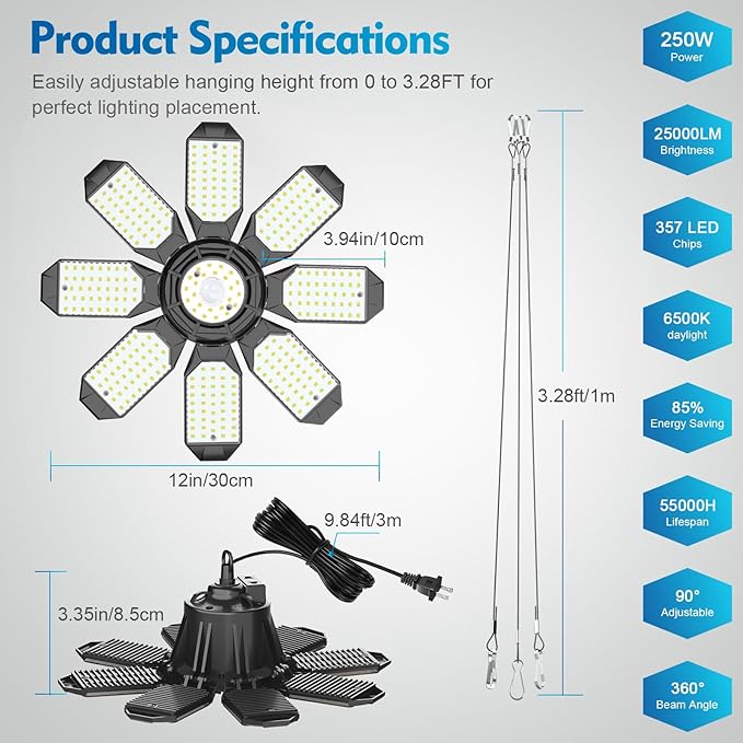 TANBABY 2 Pack LED Garage Lights - Image 8
