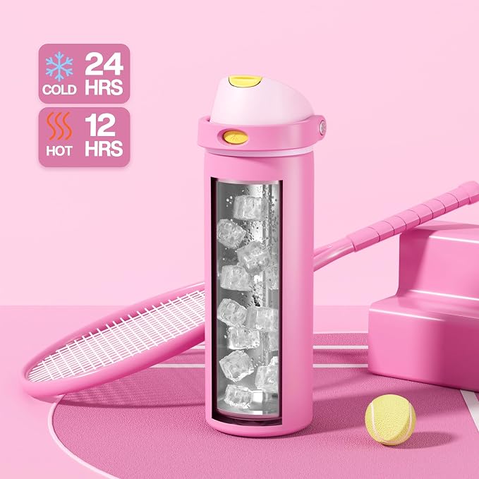 POWCAN 24 oz Steel Water Bottle: 2-in-1 Push-Button Spout & Quick-Flip Straw - Image 3