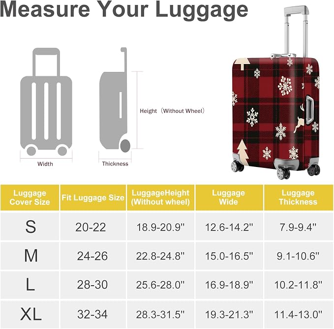 ANNA QUEEN Christmas Plaid Luggage Cover, Stretchable Washable Travel Sleeve - Image 5